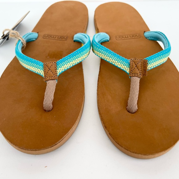 Hari Mari NWT Scouts Breeze Brown Flip Flop Sandals in Aqua Blue Breeze, size 9 - Picture 8 of 11